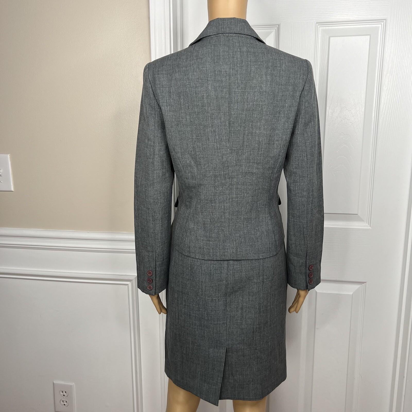 Biacci Women Polyester Skirt Suit Size 6 Gray Lined Peak Collar 2PC Career