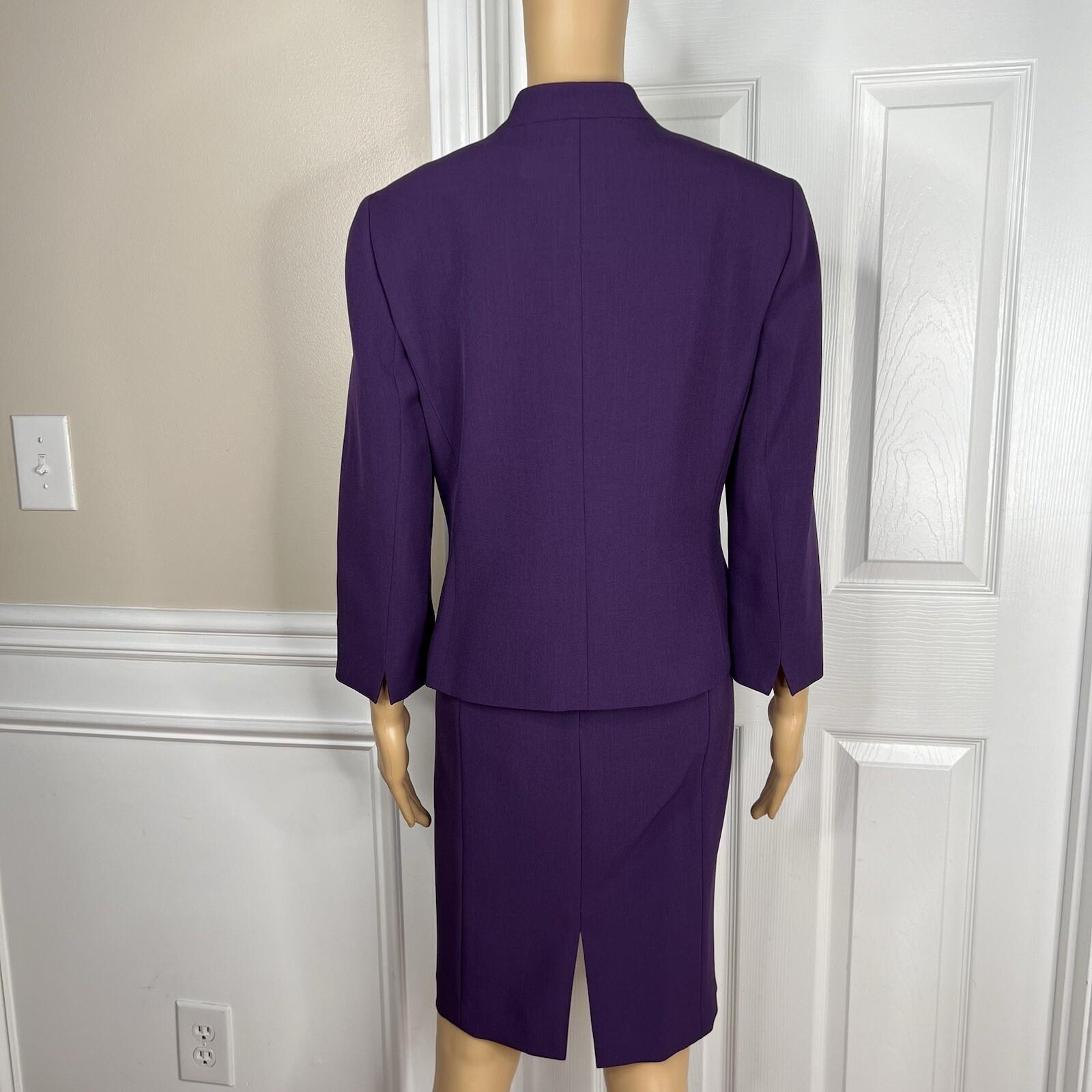 10-7954.jpg Le Suit Polyester Spandex Dress Suit 10P Purple Stand Up Collar Cocktail 2PC
