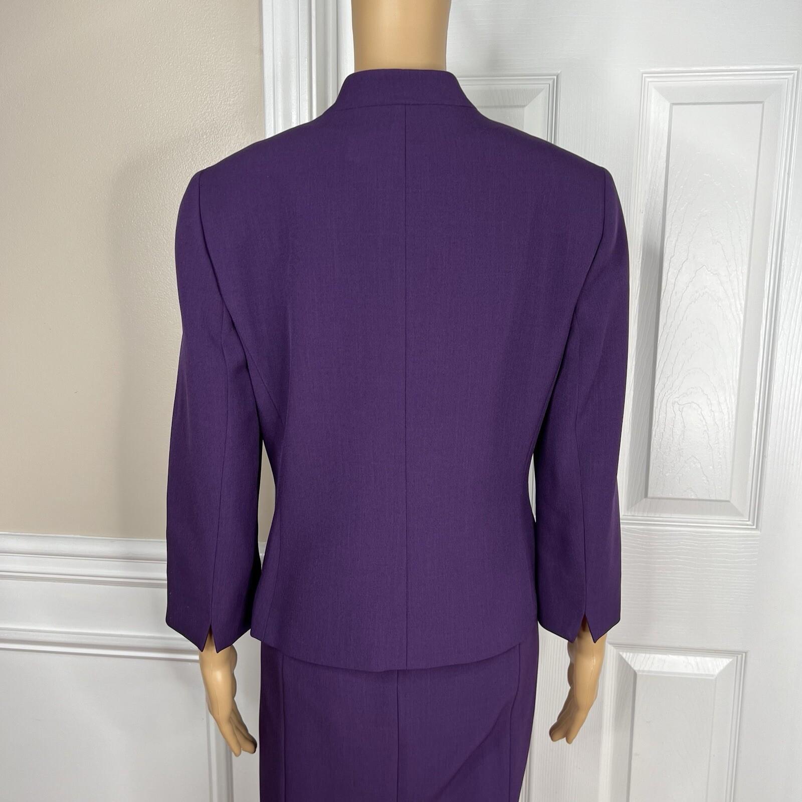 10-7955.jpg Le Suit Polyester Spandex Dress Suit 10P Purple Stand Up Collar Cocktail 2PC