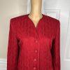 Albert Nipon Vtg Wool Acetate Blend Red Skirt Suit Size 6 Lined Collarless Women