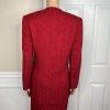 Albert Nipon Vtg Wool Acetate Blend Red Skirt Suit Size 6 Lined Collarless Women
