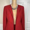 Kasper Polyester Skirt Suit Size 8P Red Lined Open Front Cocktail Career 2PC