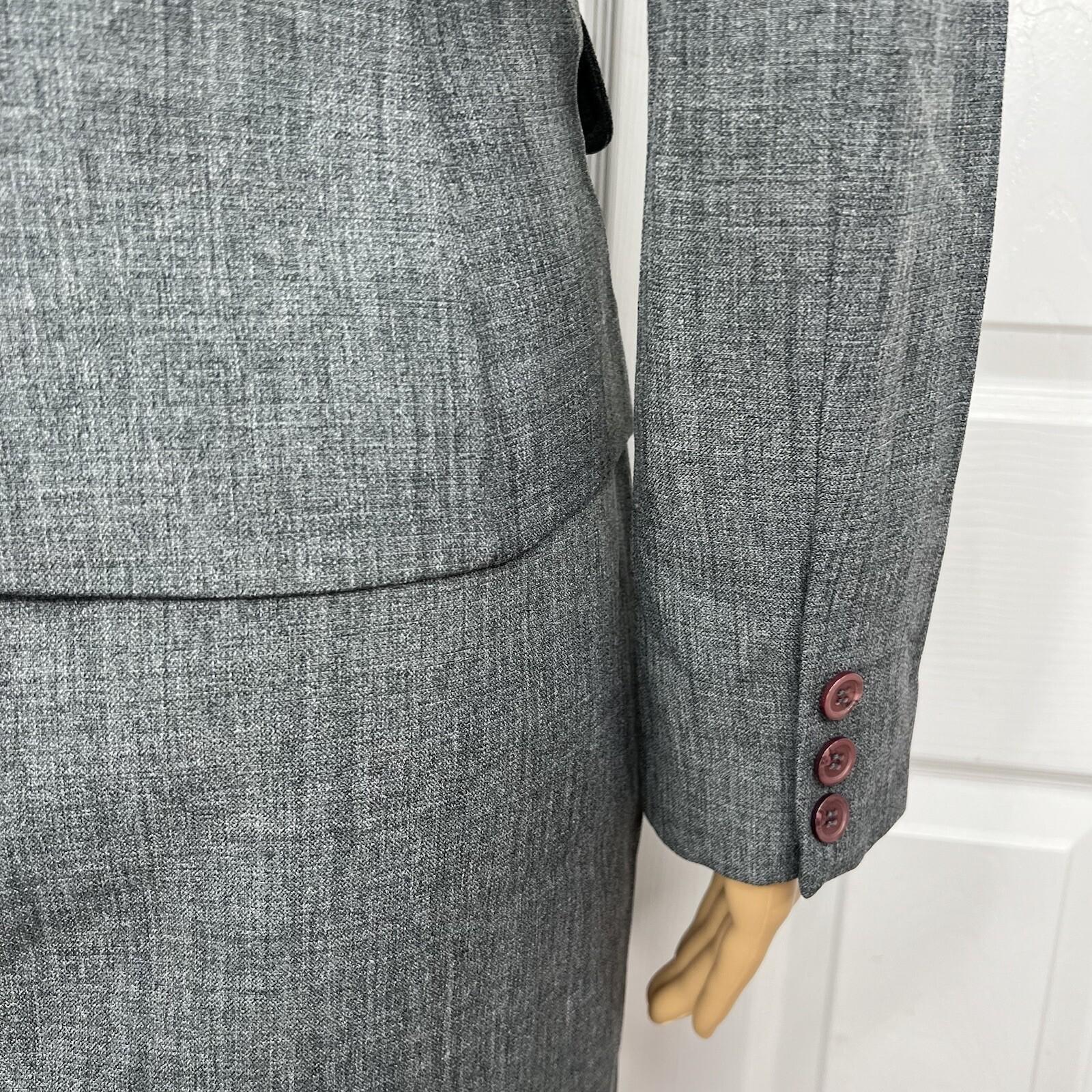 Biacci Women Polyester Skirt Suit Size 6 Gray Lined Peak Collar 2PC Career