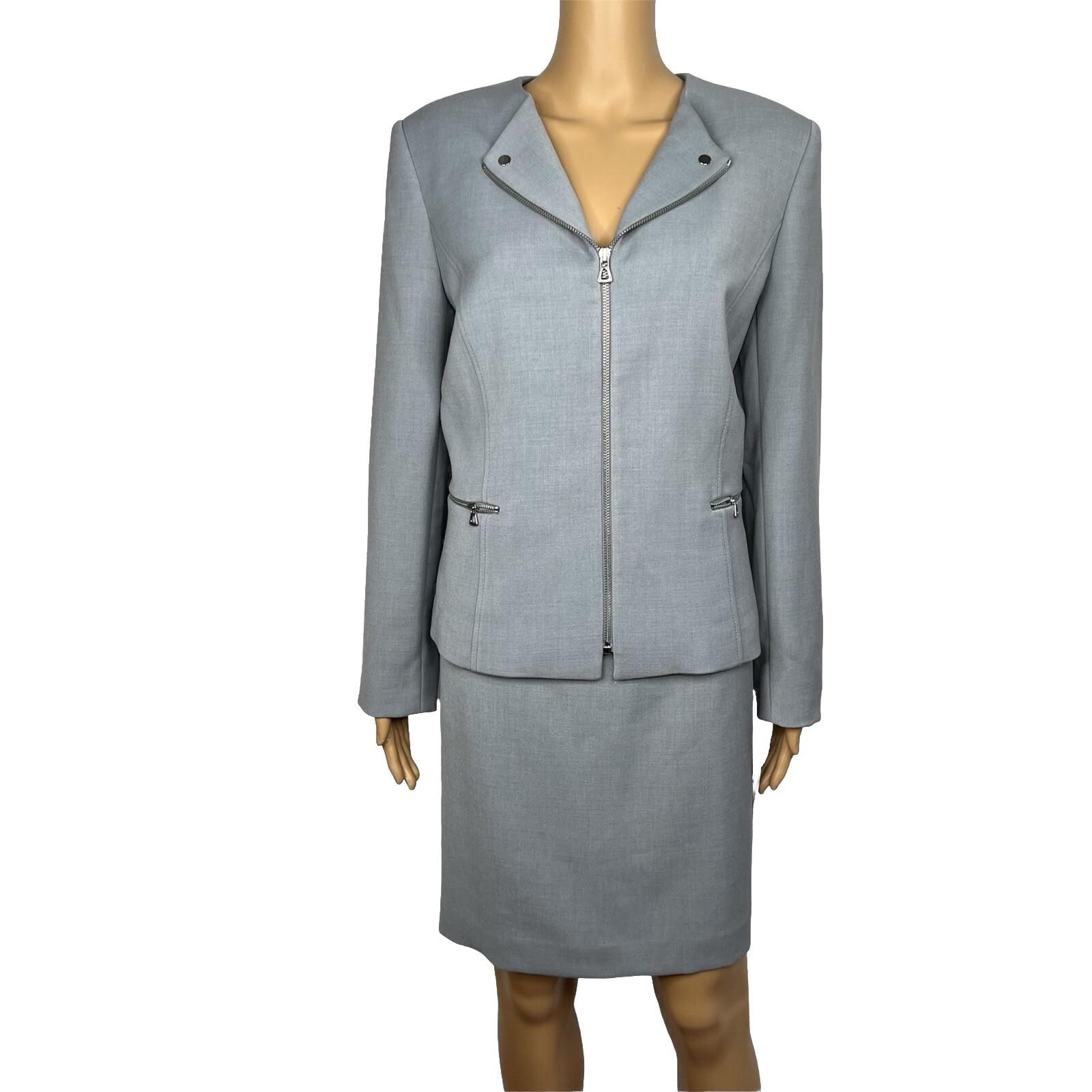Tahari ASL Polyester Rayon Stretch Skirt 10P Suit 10 Lined Zip Up Collarless New