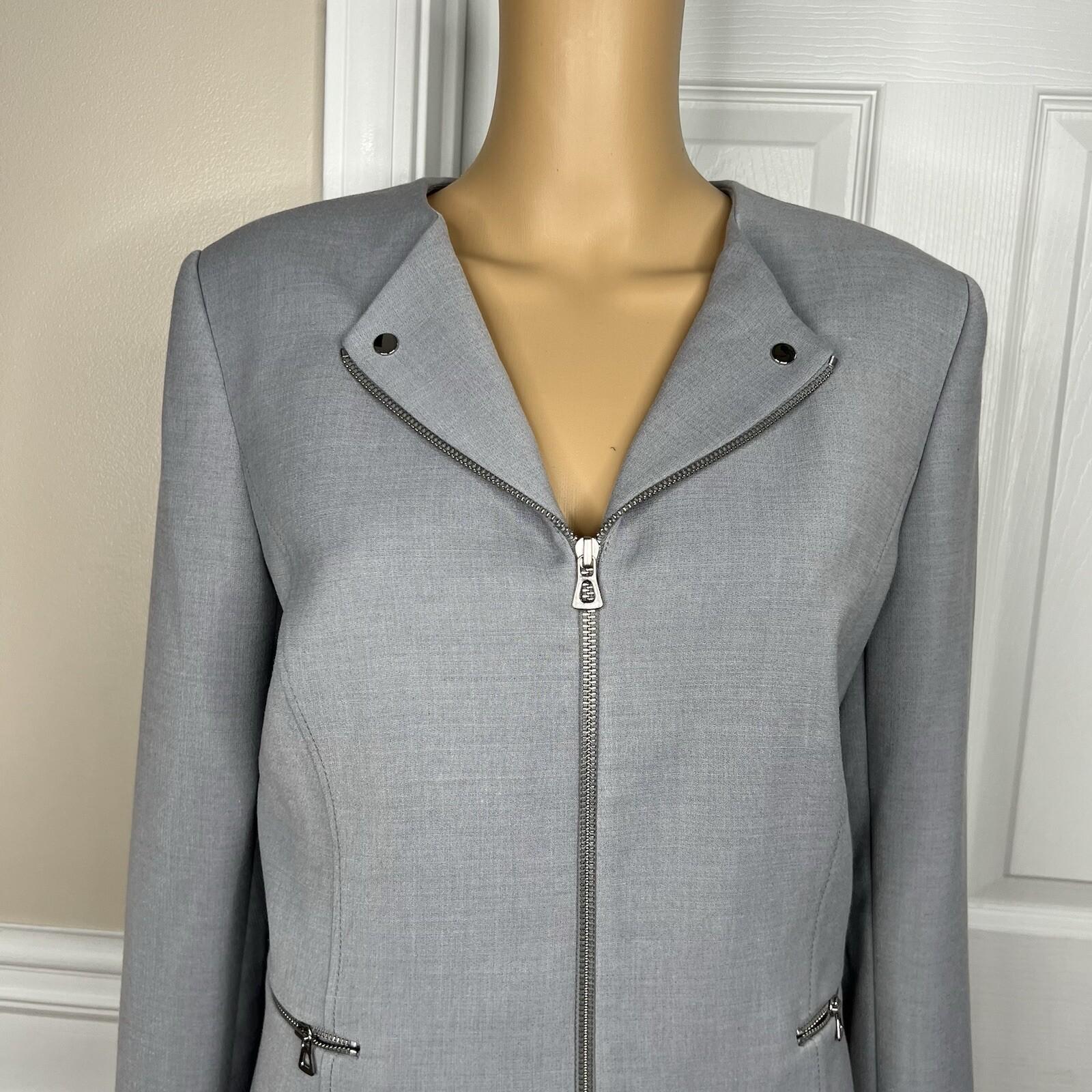 Tahari ASL Polyester Rayon Stretch Skirt 10P Suit 10 Lined Zip Up Collarless New