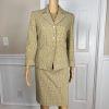 Le Suit Polyester Rayon Skirt Suit Size 6P Multicolor Striped Pockets Lined 2PC