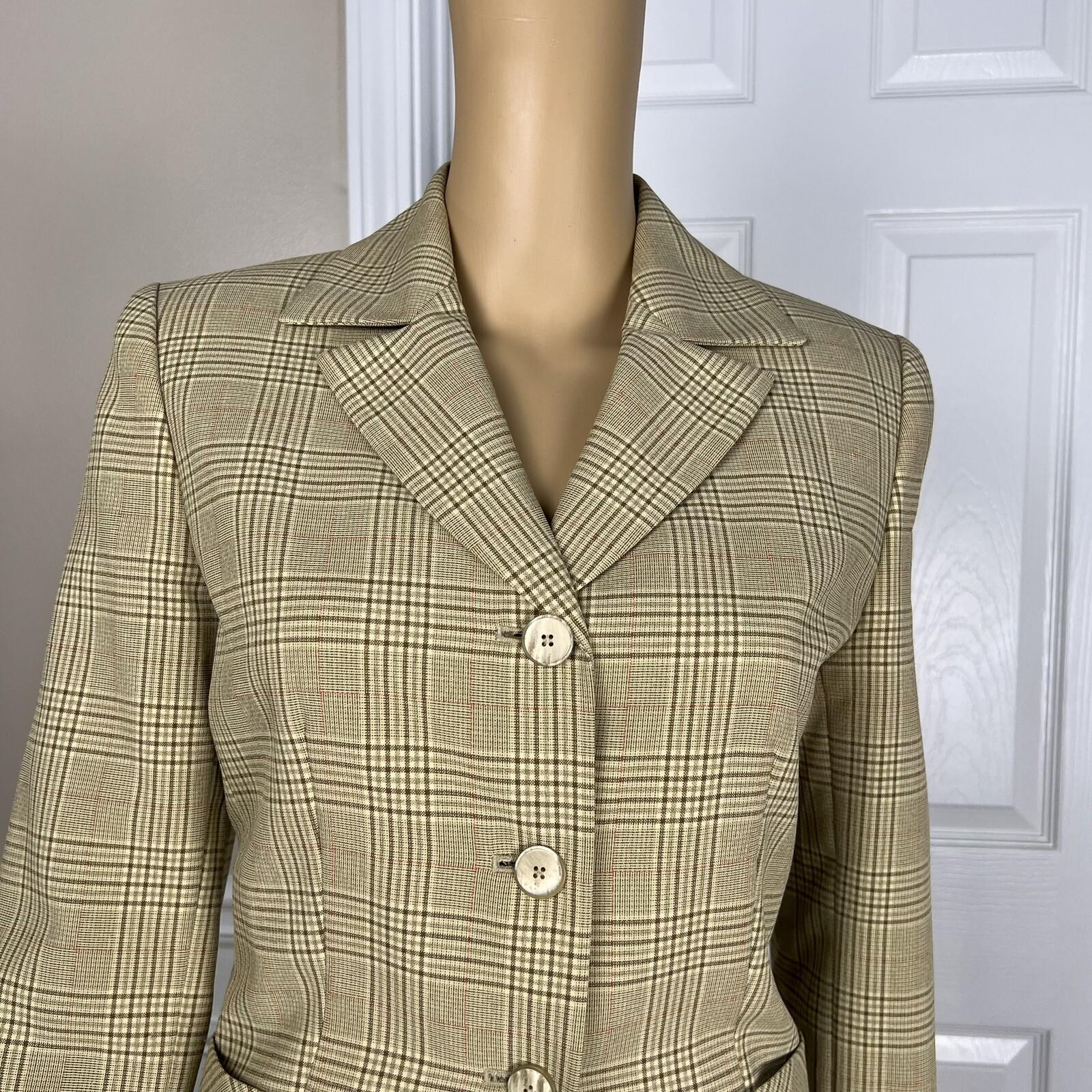 Le Suit Polyester Rayon Skirt Suit Size 6P Multicolor Striped Pockets Lined 2PC