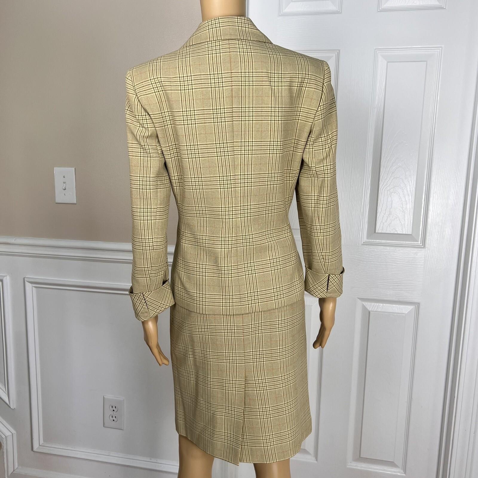 Le Suit Polyester Rayon Skirt Suit Size 6P Multicolor Striped Pockets Lined 2PC