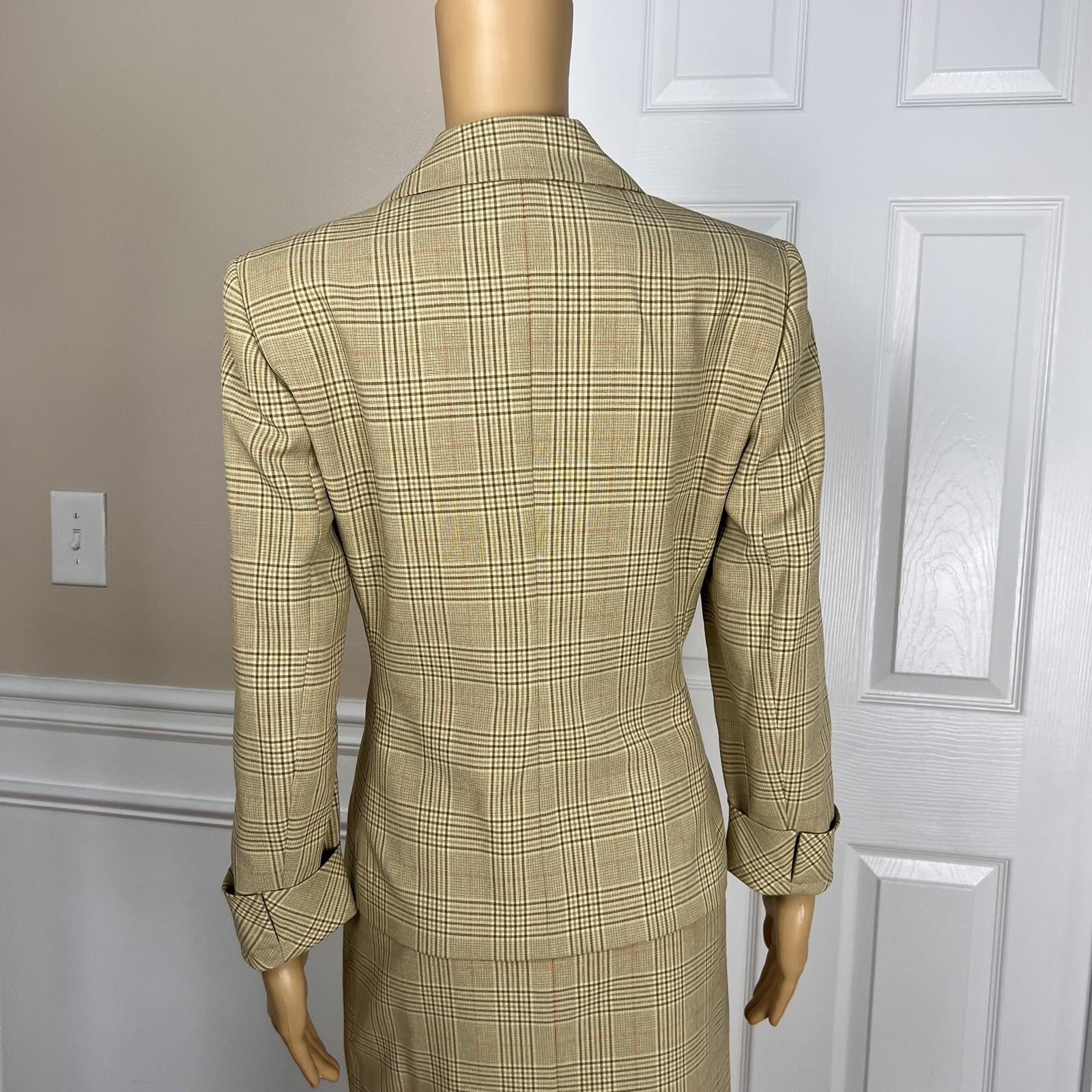 Le Suit Polyester Rayon Skirt Suit Size 6P Multicolor Striped Pockets Lined 2PC