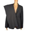 NINE WEST 2PC Black Striped Polyester Blend Ruffle Stretch Pant Suit Size 8