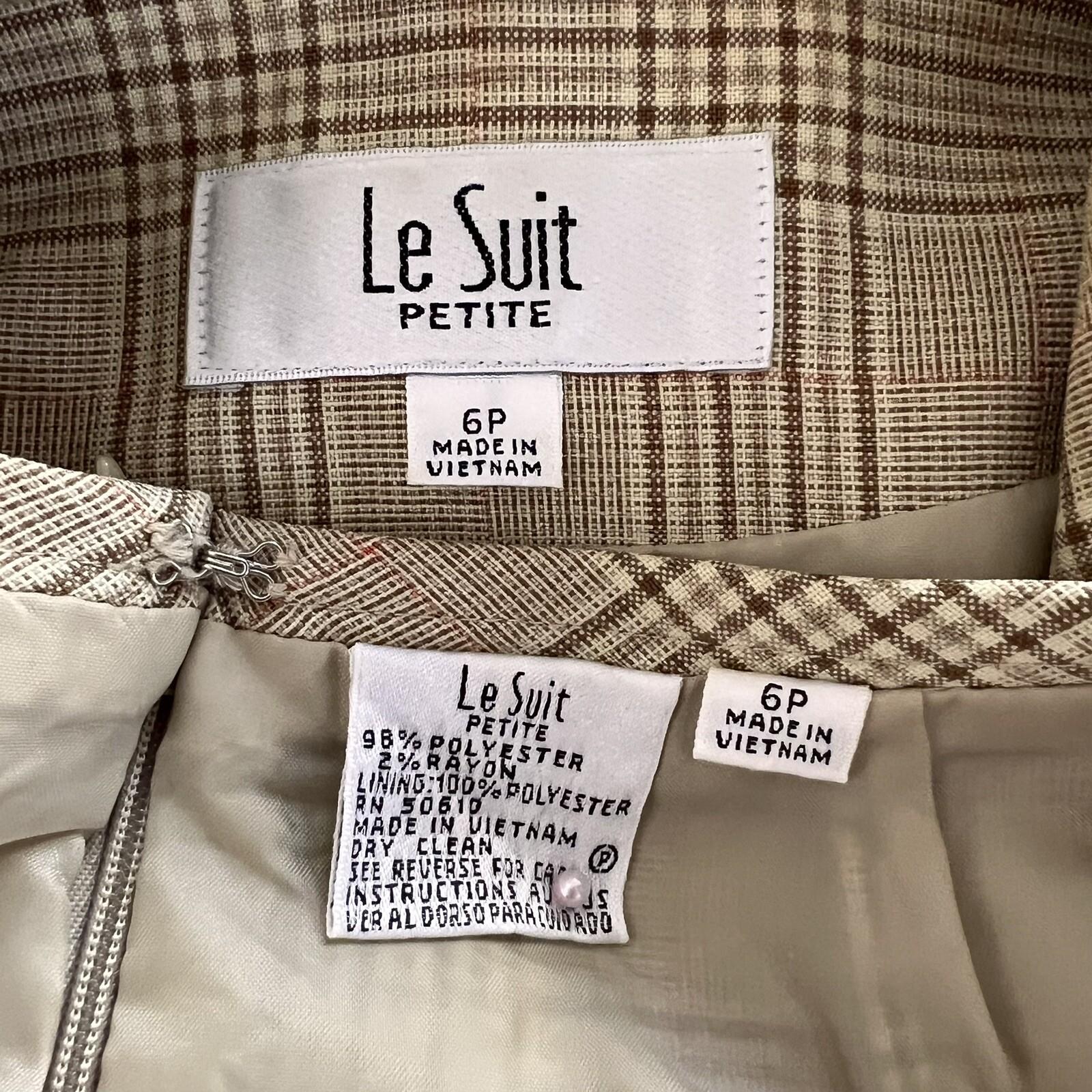 Le Suit Polyester Rayon Skirt Suit Size 6P Multicolor Striped Pockets Lined 2PC