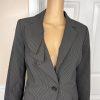 NINE WEST 2PC Black Striped Polyester Blend Ruffle Stretch Pant Suit Size 8