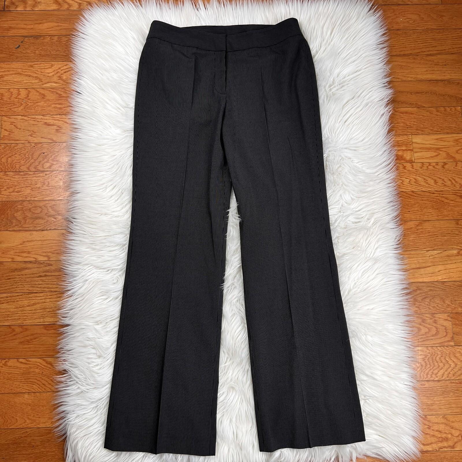 NINE WEST 2PC Black Striped Polyester Blend Ruffle Stretch Pant Suit Size 8