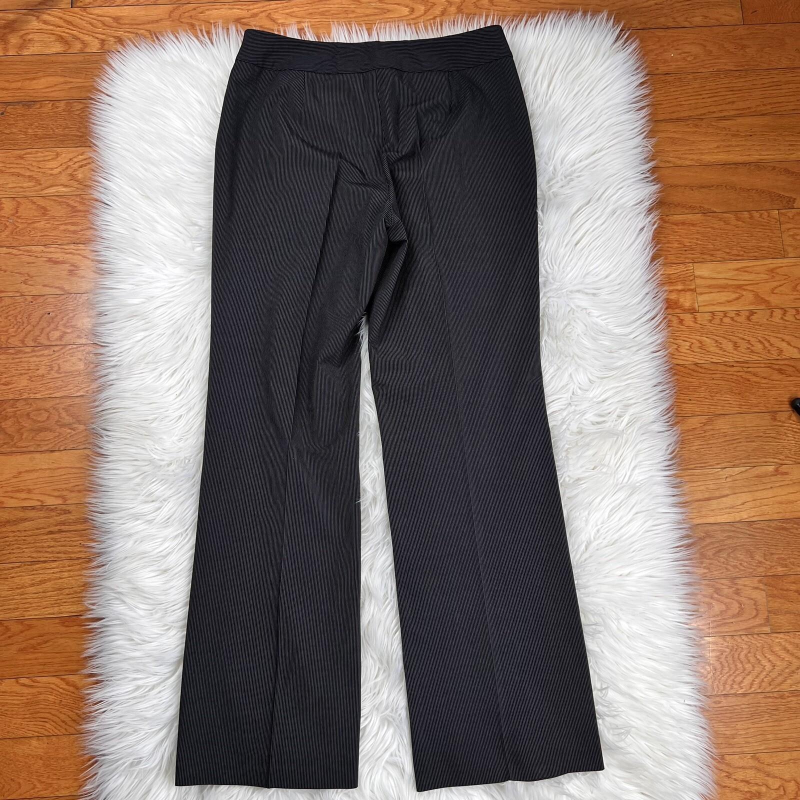 NINE WEST 2PC Black Striped Polyester Blend Ruffle Stretch Pant Suit Size 8