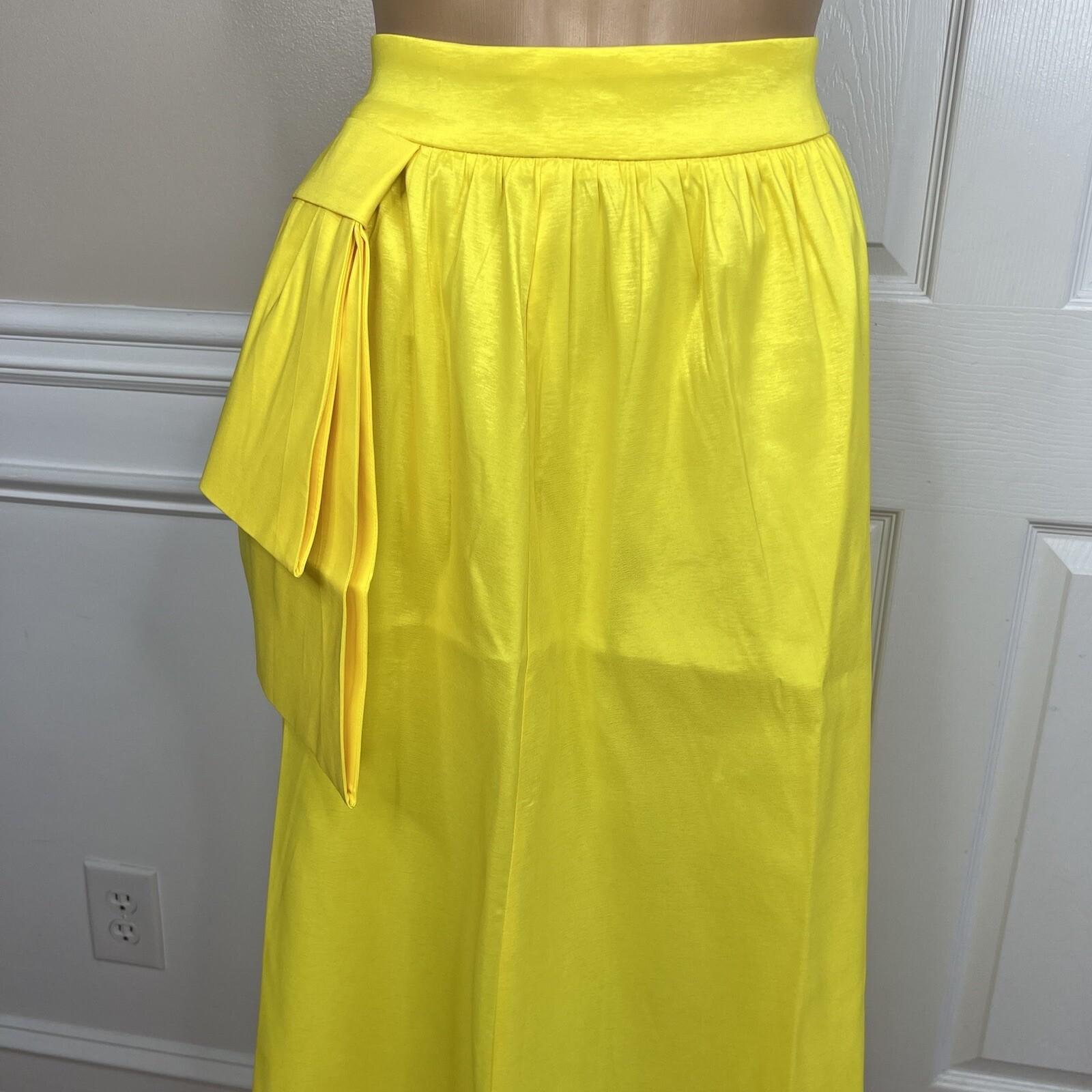 New York & Company Maxi Skirt L Buttercup Side Slit Taffeta Bow High Rise New