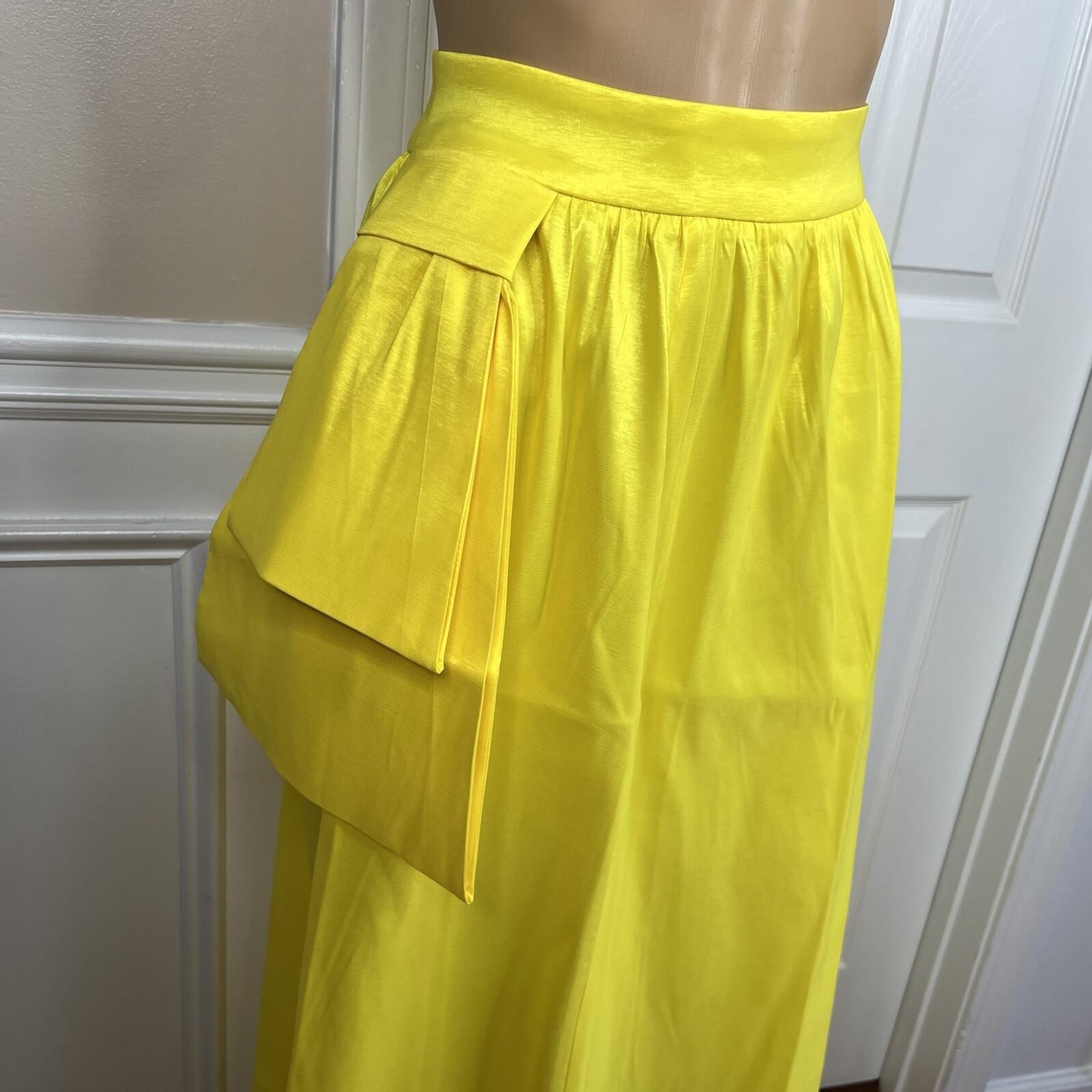 New York & Company Maxi Skirt L Buttercup Side Slit Taffeta Bow High Rise New