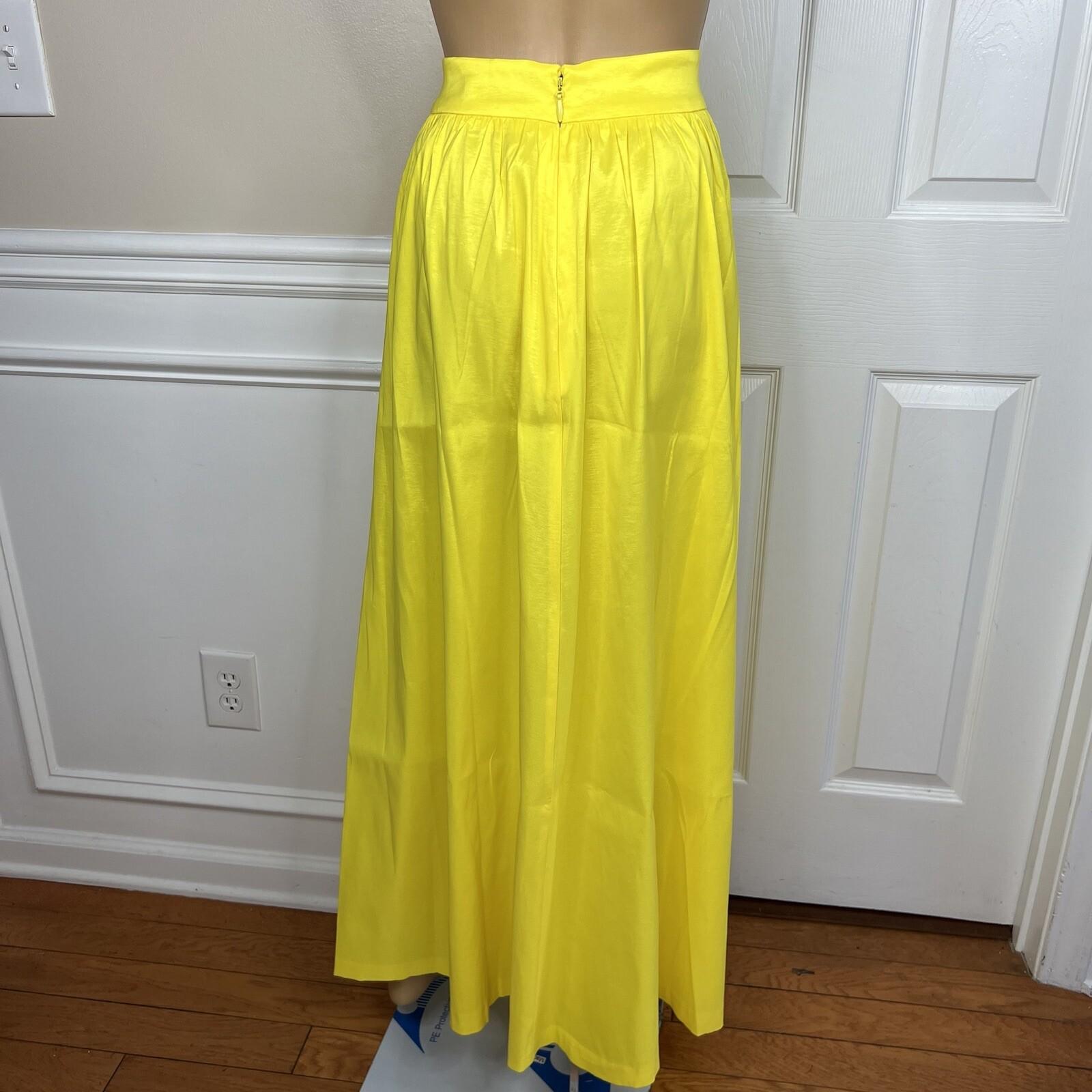 New York & Company Maxi Skirt L Buttercup Side Slit Taffeta Bow High Rise New