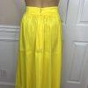 New York & Company Maxi Skirt L Buttercup Side Slit Taffeta Bow High Rise New