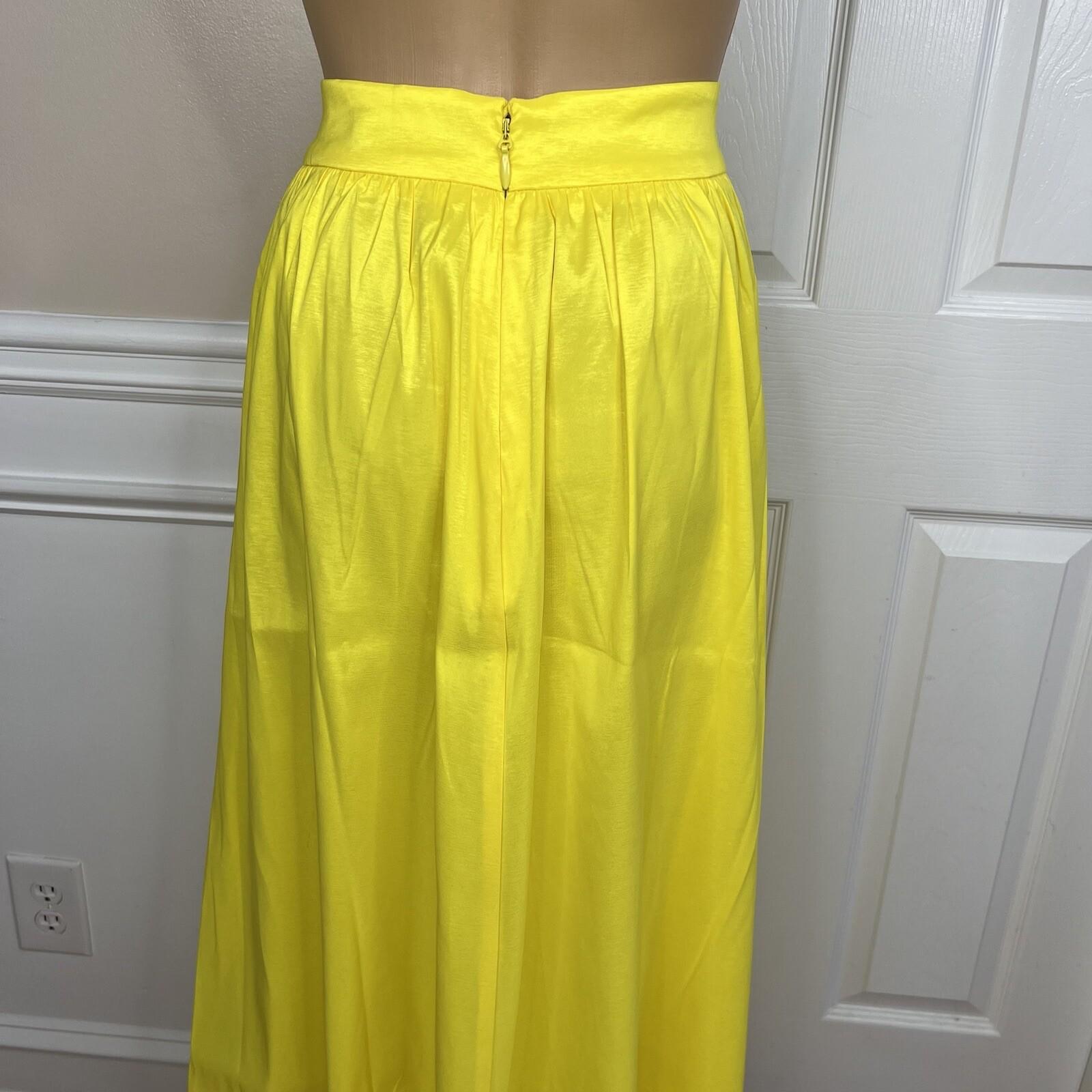 New York & Company Maxi Skirt L Buttercup Side Slit Taffeta Bow High Rise New