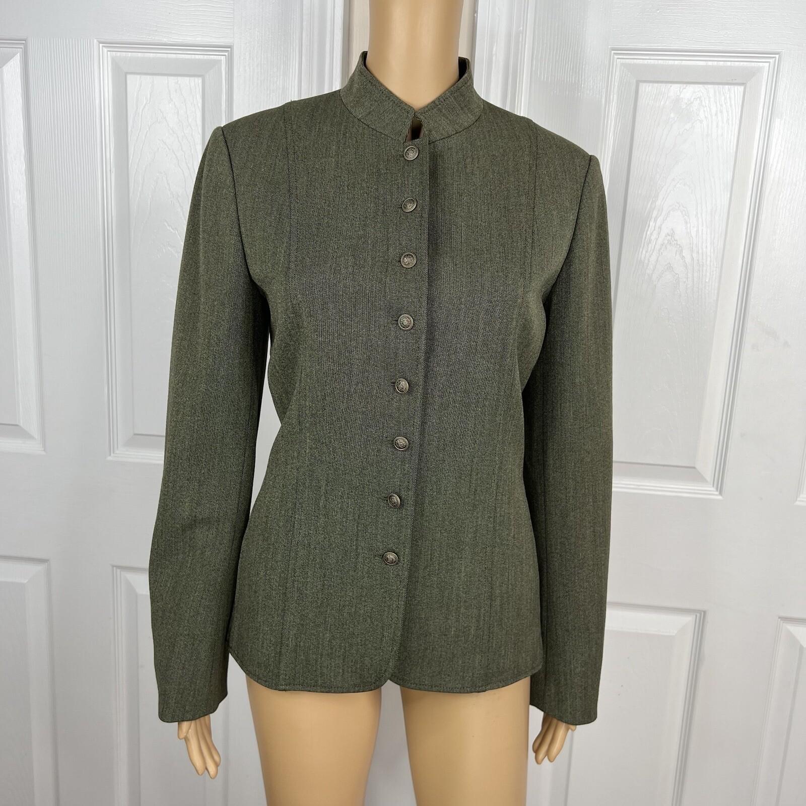 John Meyer Polyester Rayon Stretch Pant Suit Size 10 Green Pleated Pockets 2PC