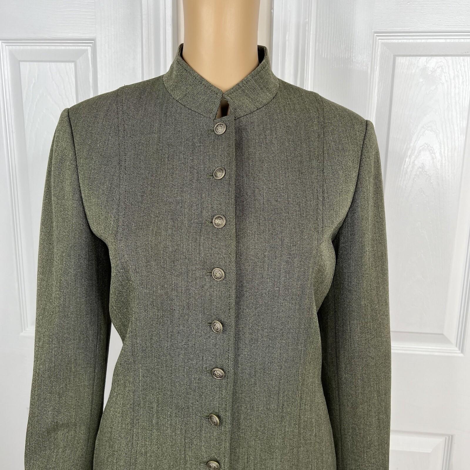 John Meyer Polyester Rayon Stretch Pant Suit Size 10 Green Pleated Pockets 2PC