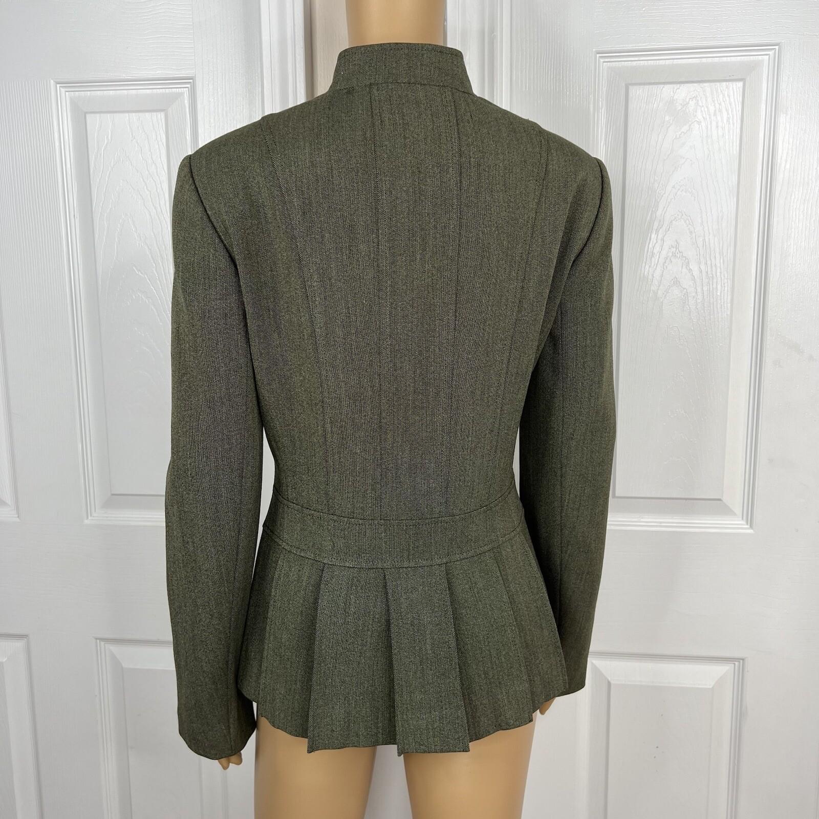 John Meyer Polyester Rayon Stretch Pant Suit Size 10 Green Pleated Pockets 2PC