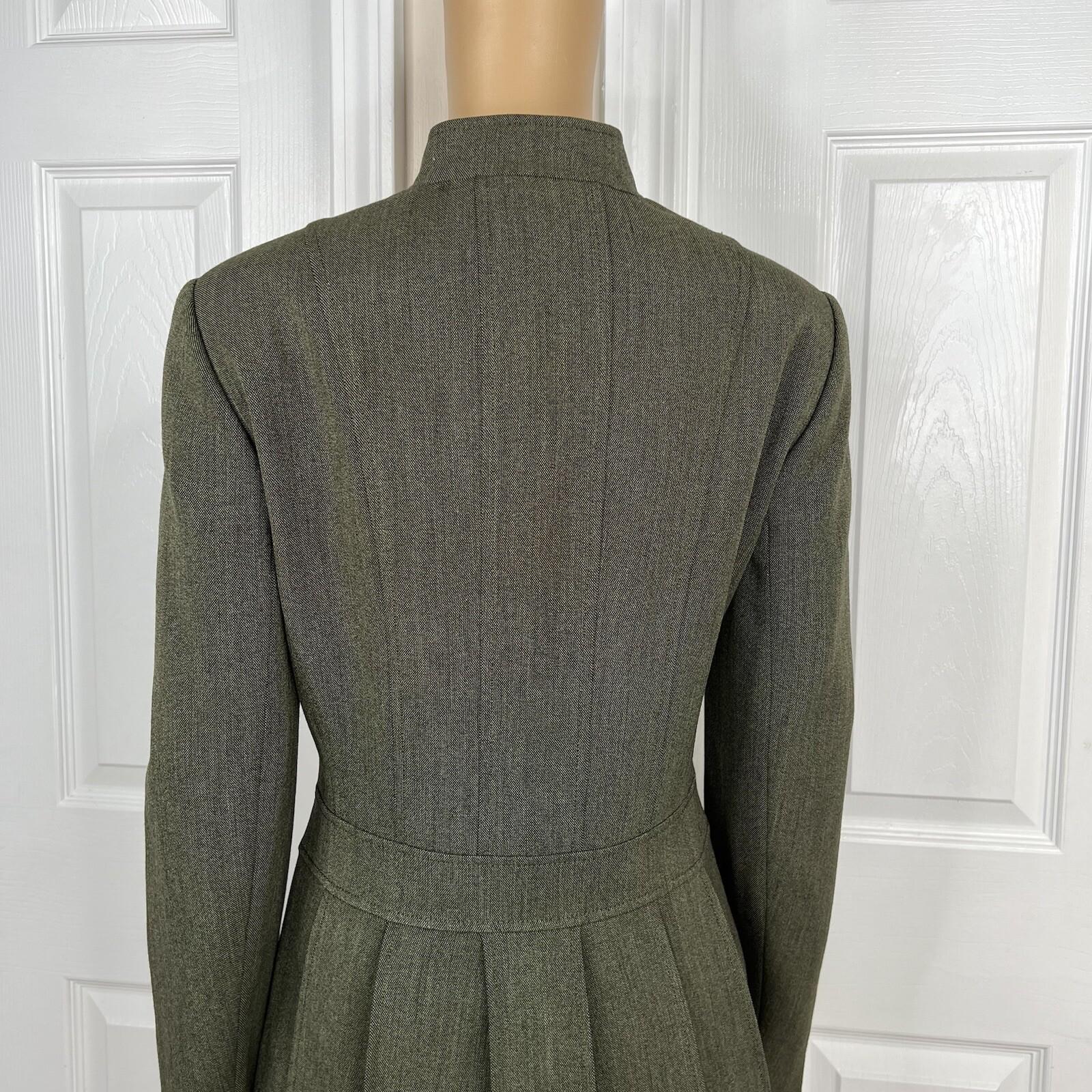 John Meyer Polyester Rayon Stretch Pant Suit Size 10 Green Pleated Pockets 2PC