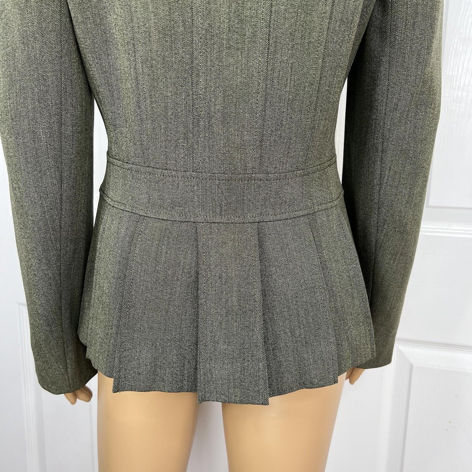 John Meyer Polyester Rayon Stretch Pant Suit Size 10 Green Pleated Pockets 2PC