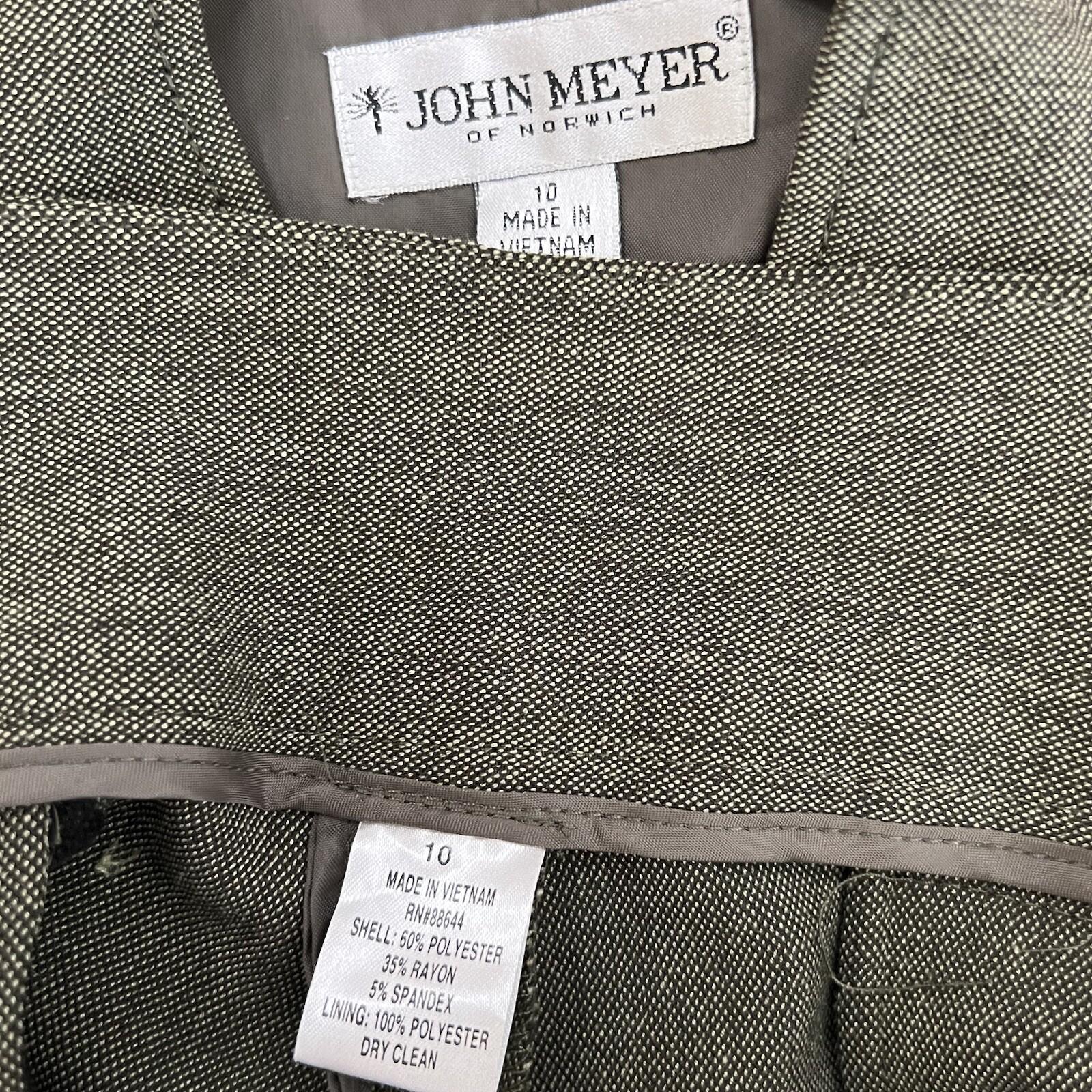 John Meyer Polyester Rayon Stretch Pant Suit Size 10 Green Pleated Pockets 2PC