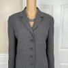Liz Claiborne Polyester Skirt Suit Size 8 Gray Wrap Notch Collar Pockects 2PC