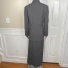 Liz Claiborne Polyester Skirt Suit Size 8 Gray Wrap Notch Collar Pockects 2PC