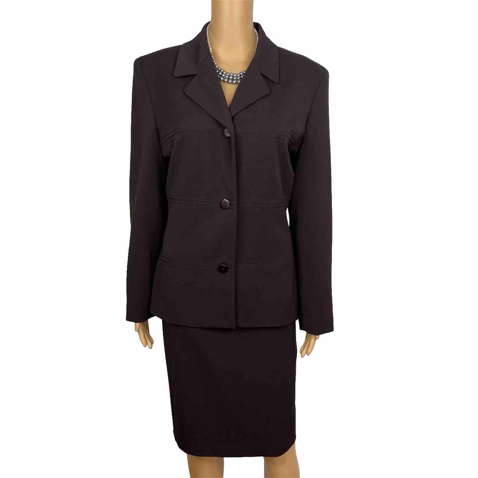 Larry Levine Polyester Rayon Stretch Suit Skirt Size 8 Chocolate Lined New 2PC