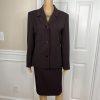 Larry Levine Polyester Rayon Stretch Suit Skirt Size 8 Chocolate Lined New 2PC