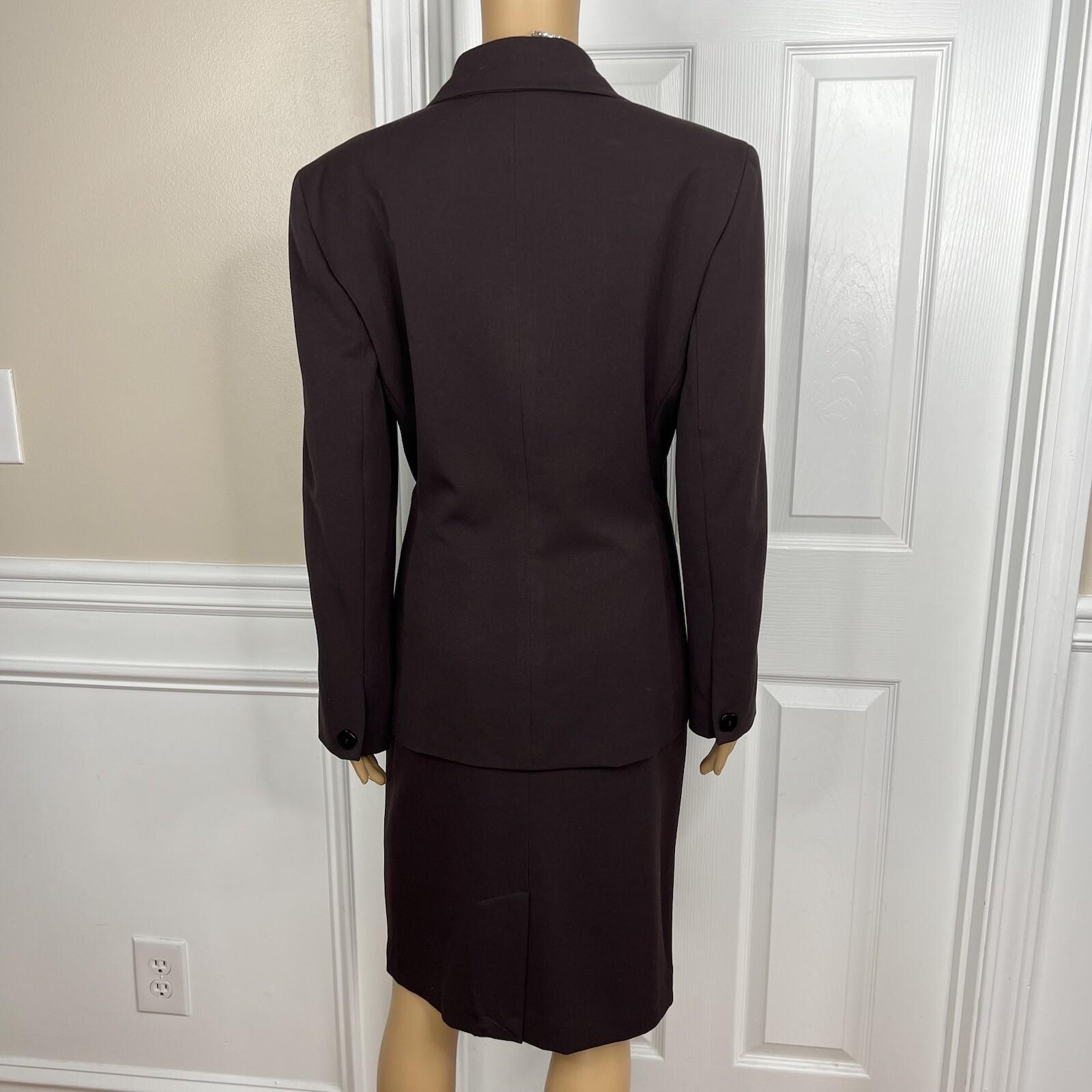 Larry Levine Polyester Rayon Stretch Suit Skirt Size 8 Chocolate Lined New 2PC