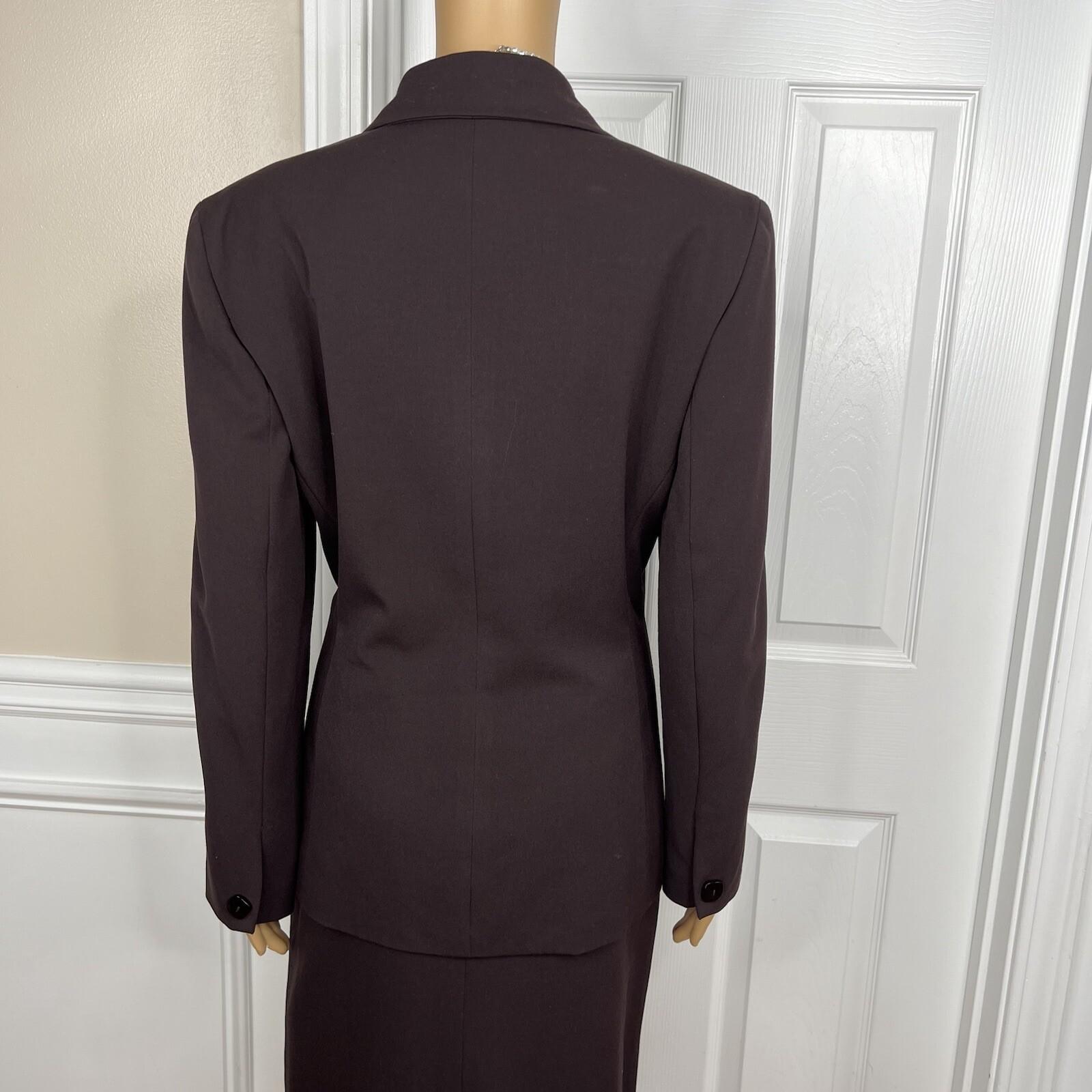 Larry Levine Polyester Rayon Stretch Suit Skirt Size 8 Chocolate Lined New 2PC