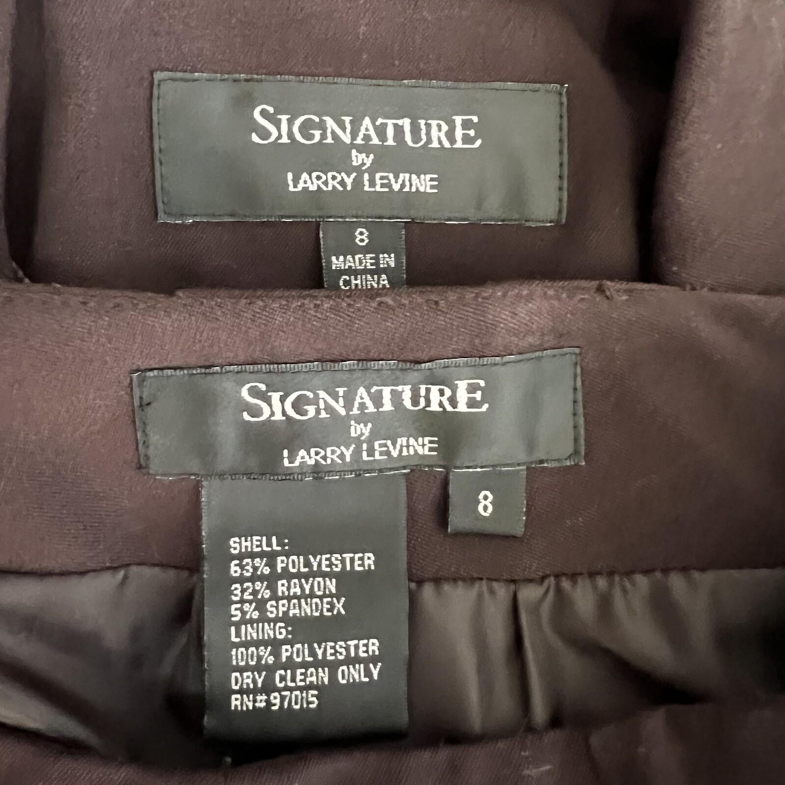 Larry Levine Polyester Rayon Stretch Suit Skirt Size 8 Chocolate Lined New 2PC