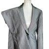 10-8052.jpg John Meyer Women Polyester Pant Suit Size 10 Silver Gray Lined Notch Collar 2PC