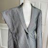 10-8053.jpg John Meyer Women Polyester Pant Suit Size 10 Silver Gray Lined Notch Collar 2PC
