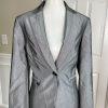 10-8054.jpg John Meyer Women Polyester Pant Suit Size 10 Silver Gray Lined Notch Collar 2PC