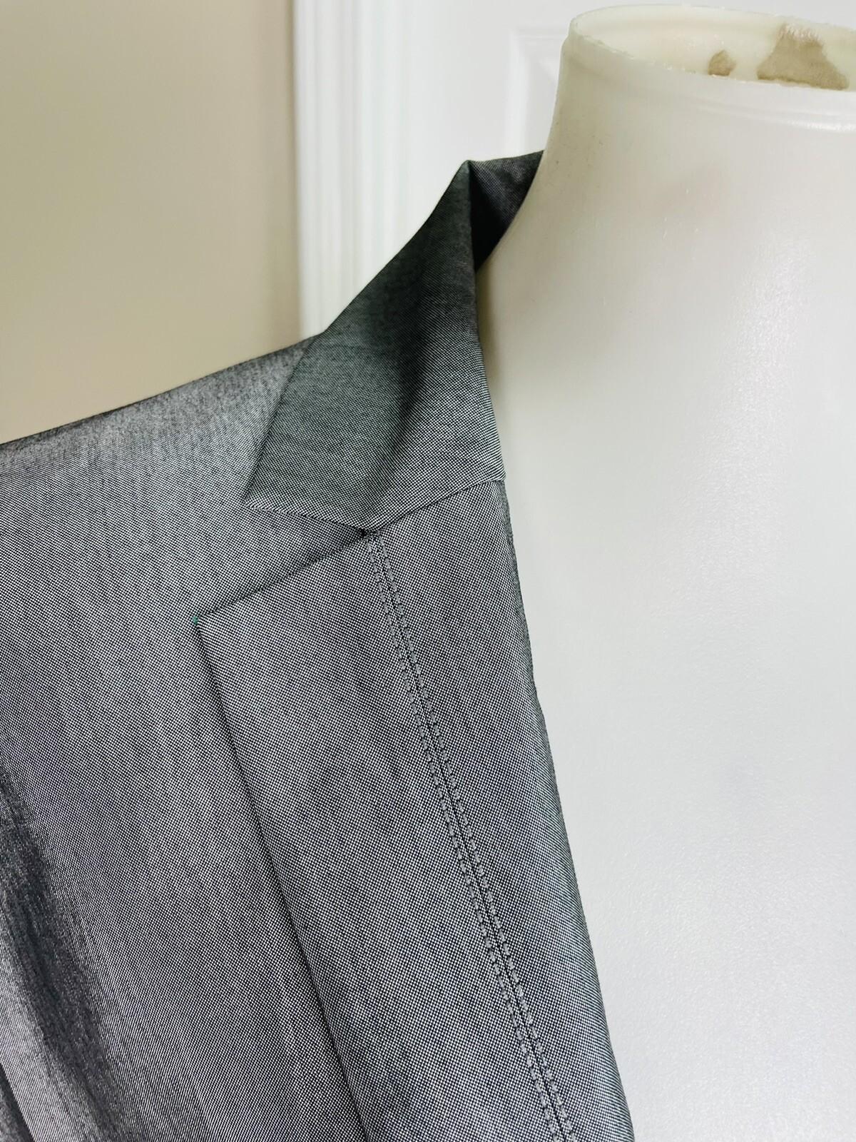 10-8056.jpg John Meyer Women Polyester Pant Suit Size 10 Silver Gray Lined Notch Collar 2PC