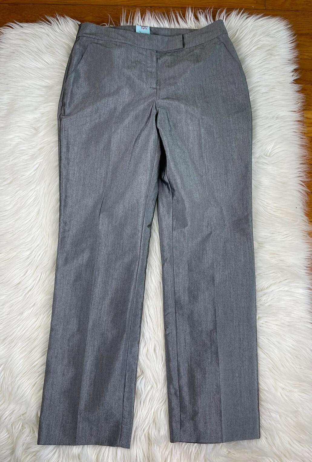 10-8058.jpg John Meyer Women Polyester Pant Suit Size 10 Silver Gray Lined Notch Collar 2PC