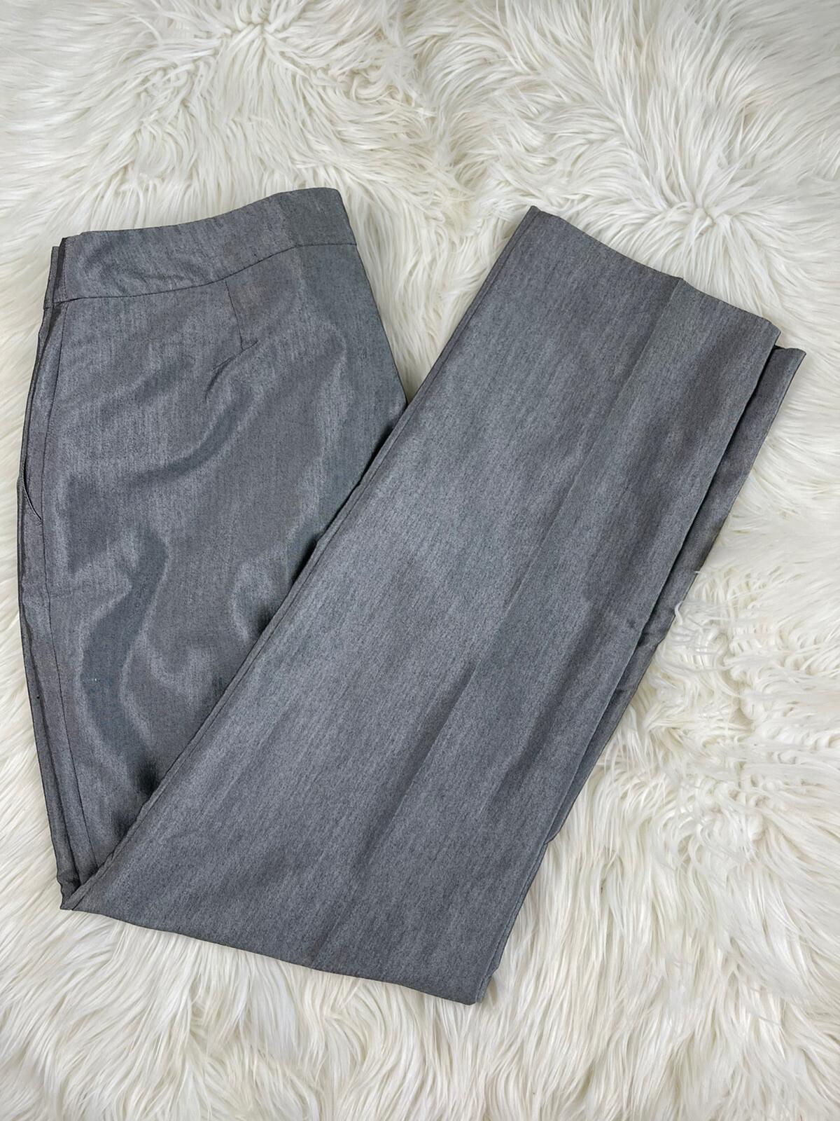 10-8059.jpg John Meyer Women Polyester Pant Suit Size 10 Silver Gray Lined Notch Collar 2PC