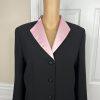 Jones Wear Polyester Skirt Suit Size 12 Black Pink Lined Shawl Collar 2PC