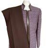 LIZ CLAIBORNE 2PC Pink Brown Polyester Acrylic Stand Up Collar Pant Suit Size 8
