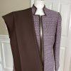 LIZ CLAIBORNE 2PC Pink Brown Polyester Acrylic Stand Up Collar Pant Suit Size 8