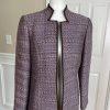 LIZ CLAIBORNE 2PC Pink Brown Polyester Acrylic Stand Up Collar Pant Suit Size 8