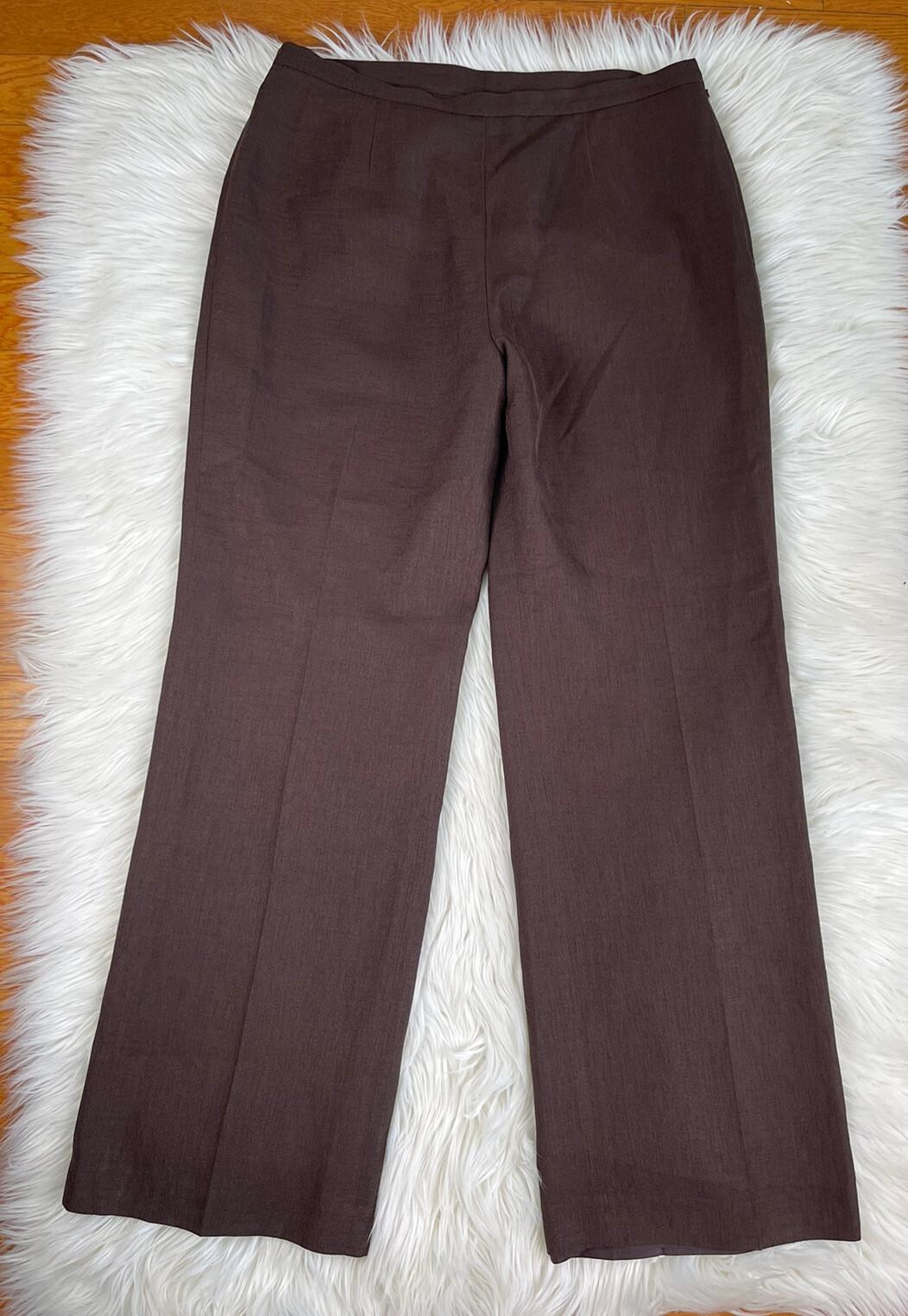 LIZ CLAIBORNE 2PC Pink Brown Polyester Acrylic Stand Up Collar Pant Suit Size 8