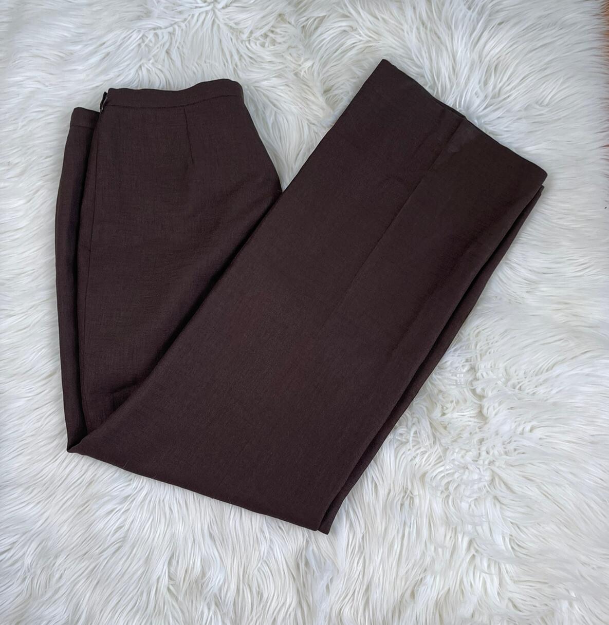 LIZ CLAIBORNE 2PC Pink Brown Polyester Acrylic Stand Up Collar Pant Suit Size 8