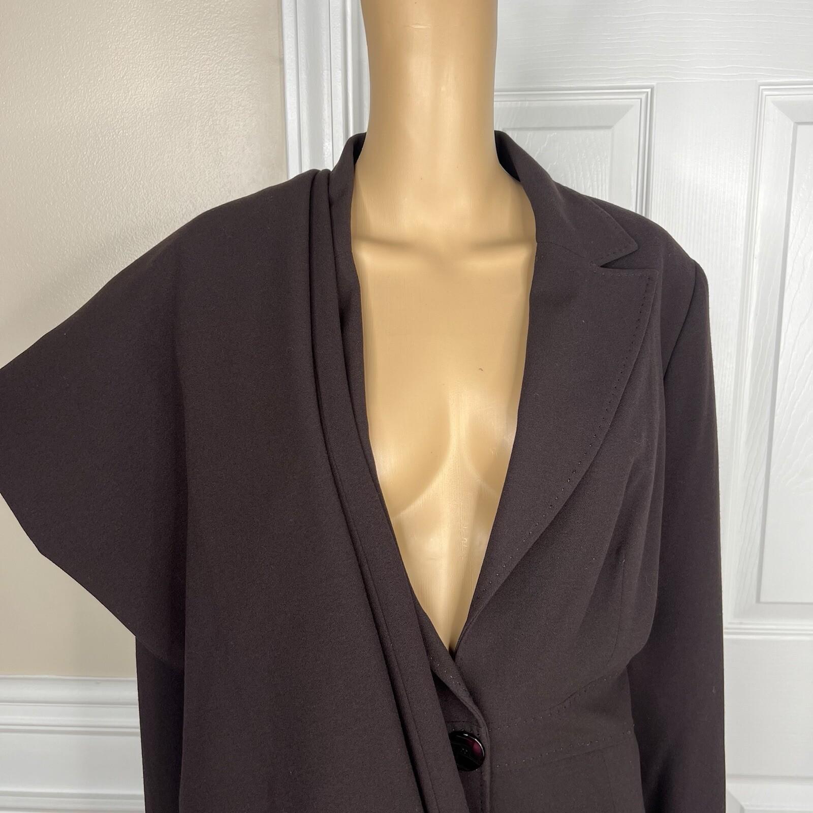 Larry Levine Polyester Rayon Spandex Pant Suit 14 brown Mid Length Lined 2PC New
