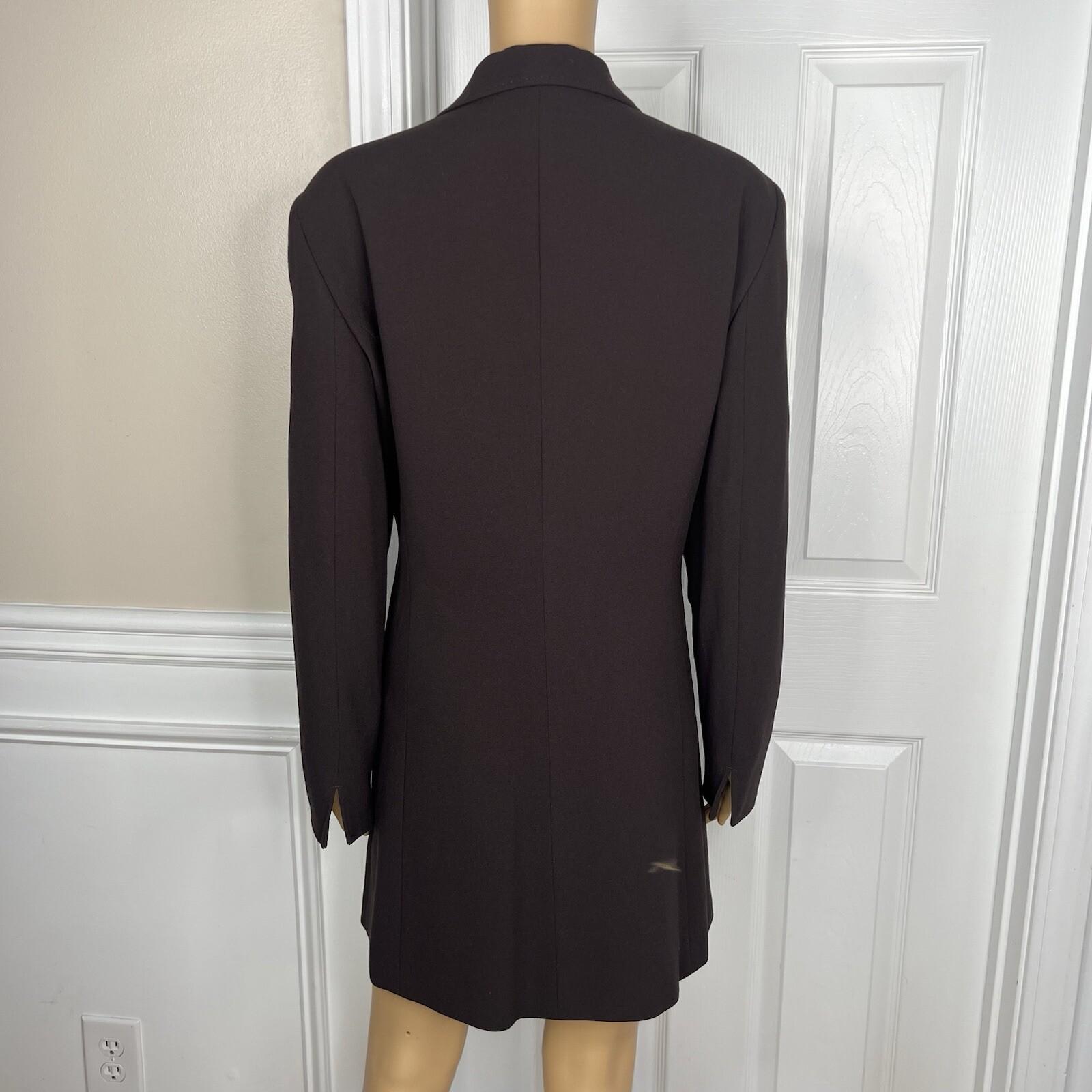 Larry Levine Polyester Rayon Spandex Pant Suit 14 brown Mid Length Lined 2PC New